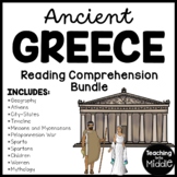 Ancient Greece Reading Comprehension Worksheet Bundle Info
