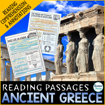 Preview of Ancient Greece Reading Passages Comprehension Questions Annotations Olympics