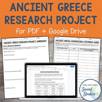 Preview of Ancient Greece Research Project | Greek Philosophers Leaders + Thinkers Activity