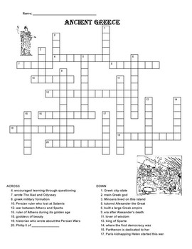 Ancient Greece Review Crossword Puzzle by Sanderson #39 s Social Studies