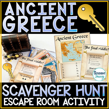 Preview of Ancient Greece Scavenger Hunt Introduction Activity Escape Room Map Extension