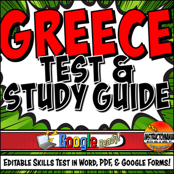 Preview of Ancient Greece Skills Test & Study Guide Bundle, Editable, Print or Google Forms