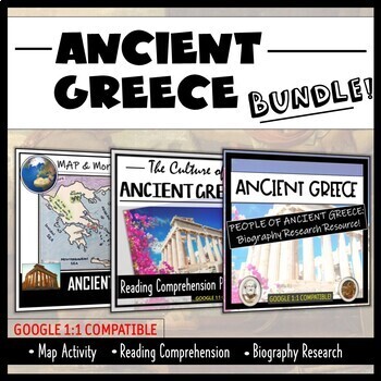 Preview of Ancient Greece Student-Centered Bundle! (Map, Readings, and Bio Research)