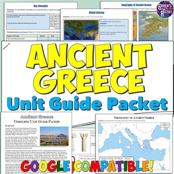 Preview of Ancient Greece Study Guide Unit Packet: Worksheets, Activities, Map, Reading