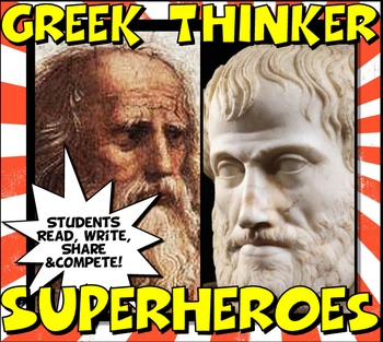 Preview of Ancient Greece Super Heroes Close Reading, Trading Card & Class Competition