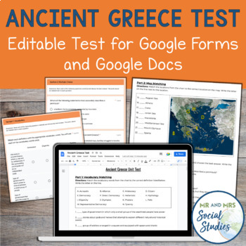 Preview of Ancient Greece Test for Google Drive | Study Guide and Unit Assessment