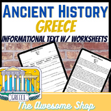 Ancient Greece Text W/ Comprehension Worksheets & Vocabula