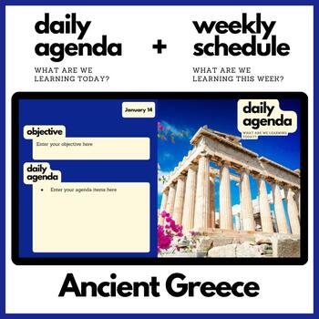 Preview of Ancient Greece Themed Daily Agenda + Weekly Schedule for Google Slides