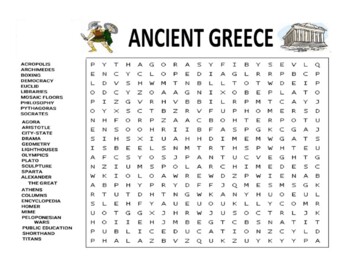 Preview of Ancient Greece Word Search: Things We Got from Ancient Greece