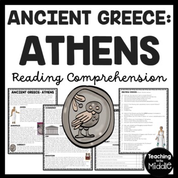 Preview of Ancient Greece Athens Reading Comprehension Informational Text Worksheet