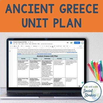 Preview of Ancient Greece Unit Plan and Lesson Overview