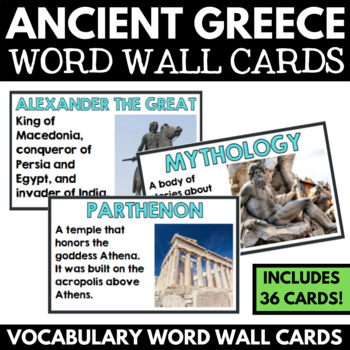 Preview of Ancient Greece Unit Word Wall Cards - Greece Vocabulary Activities