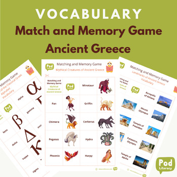 Preview of Ancient Greece Vocabulary Memory and Matching Game