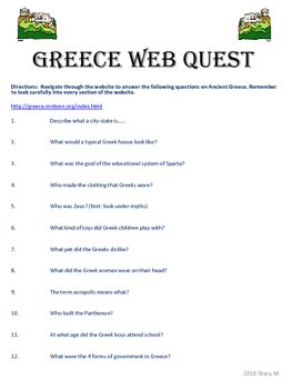 Preview of Ancient Greece Web Quest