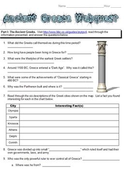 Preview of Ancient Greece Webquest