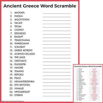 Preview of Ancient Greece Word Scramble