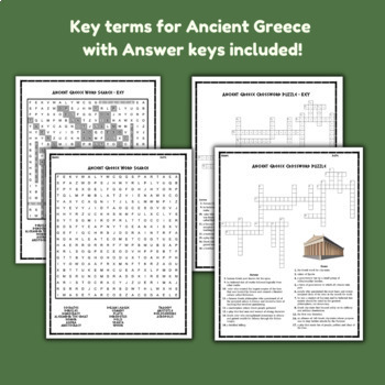 Ancient Greece World History Crossword Puzzle and Word Search TPT