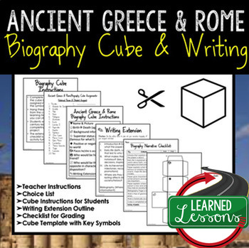 Preview of Ancient Greece and Ancient Rome Activity Biography Cube & Writing