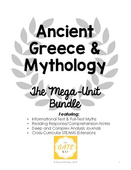 Preview of Ancient Greece and Greek Mythology with STEAM Extensions Mega Unit