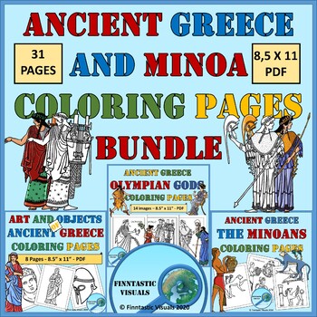 Preview of Ancient Greece and Minoa Coloring Pages Bundle