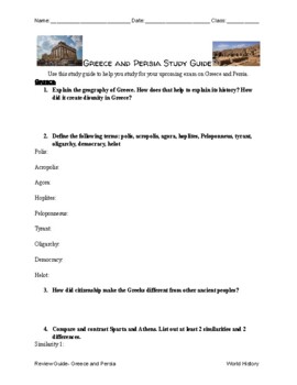 Preview of Ancient Greece and Persia Study/Review Guide