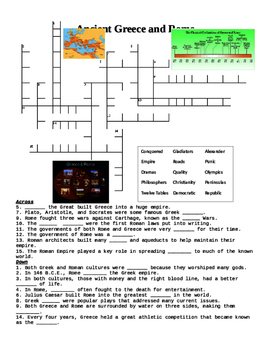 Ancient Greece and Rome Crossword Puzzle or Web Quest by Vagi s Vault