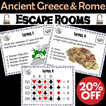 Preview of Ancient Greece and Rome: Escape Room - Social Studies Mini-Bundle