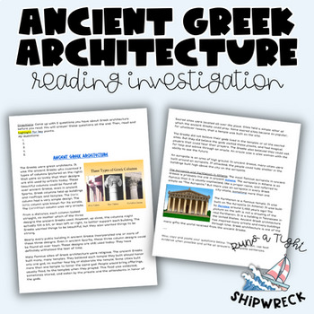 Preview of Ancient Greek Architecture Reading Investigation LOW PREP READY TO POST OR PRINT