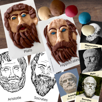 Preview of Ancient Greek GREECE Philosophers PLATO (Play-Dough) Mats w/Color Info Cards