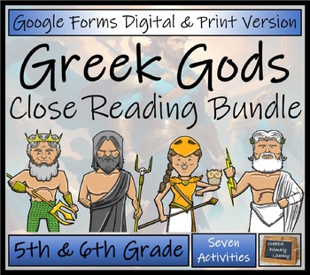 Preview of Ancient Greek Gods Close Reading Passages | Digital & Print | 5th & 6th Grade