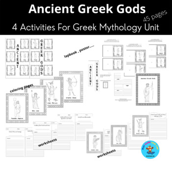 Ancient Greek Gods - lapbook, worksheets, coloring pages by Edutime