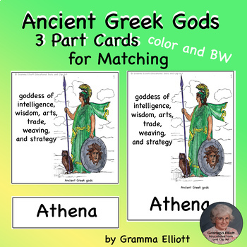 Preview of Ancient Greek Gods on Printable 3 Part Cards