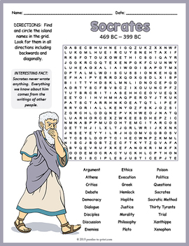 Ancient Greek Philosophers Activity - Socrates Word Search by Puzzles