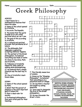 GREEK PHILOSOPHY Word Search Puzzle Worksheet Activity by Puzzles to Print