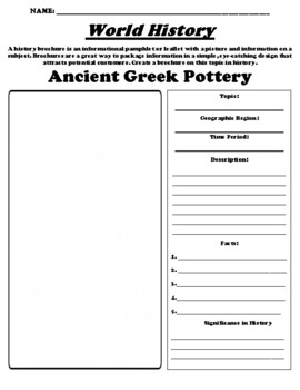 Preview of Ancient Greek Pottery "Historic Brochure" UDL Worksheet