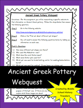 Preview of Ancient Greek Pottery Webquest