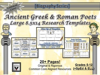 Preview of Ancient Greek & Roman Poets Large 8.5x11 Research Templates