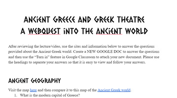 Preview of Ancient Greek Theatre Webquest