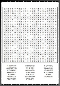 Ancient Greek Word Search Puzzle No prep Activity Worksheets, Morning Work