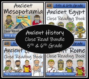 Preview of Ancient History Close Reading Comprehension Book Bundle | 5th Grade & 6th Grade