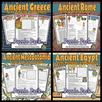 Preview of Ancient History Crossword Word Search BUNDLE Egypt, Mesopotamia, Rome, Greece