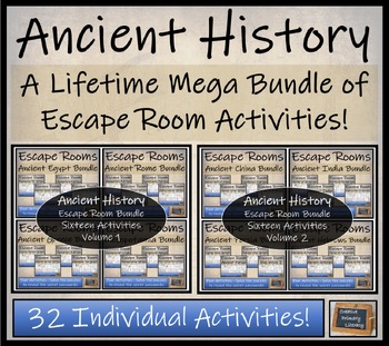Preview of Ancient History Escape Room Mega Bundles | Volume 1 & Volume 2 | 5th & 6th Grade