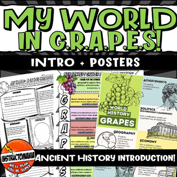 Preview of Ancient History Key Concept GRAPES Introduction Activity, Worksheets, & Posters