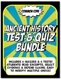 Ancient History Quiz and Test Bundle Common Core Writing a