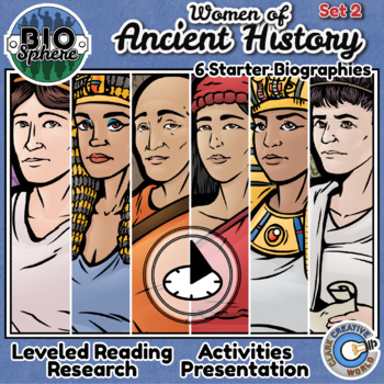 Preview of Ancient History Women Biographies - Reading, Digital INB, Slides & Activities