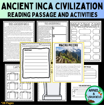 Preview of Ancient Inca Civilization Reading Passage and Activities