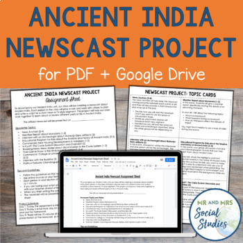 Preview of Ancient India Activity: Newscast Project | Engaging Research Project Assessment