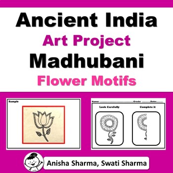 Preview of Ancient India Art Project, Madhubani Wall/Folk Art, Flower Motifs, Art Sub Plan