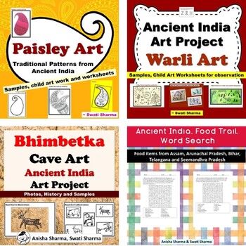 Preview of Ancient India Art Projects and Food Word Search Bundle, Distance Learning