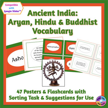 Preview of Ancient India - Aryan, Hindu & Buddhist Vocabulary - Poster & Flashcard Sizes